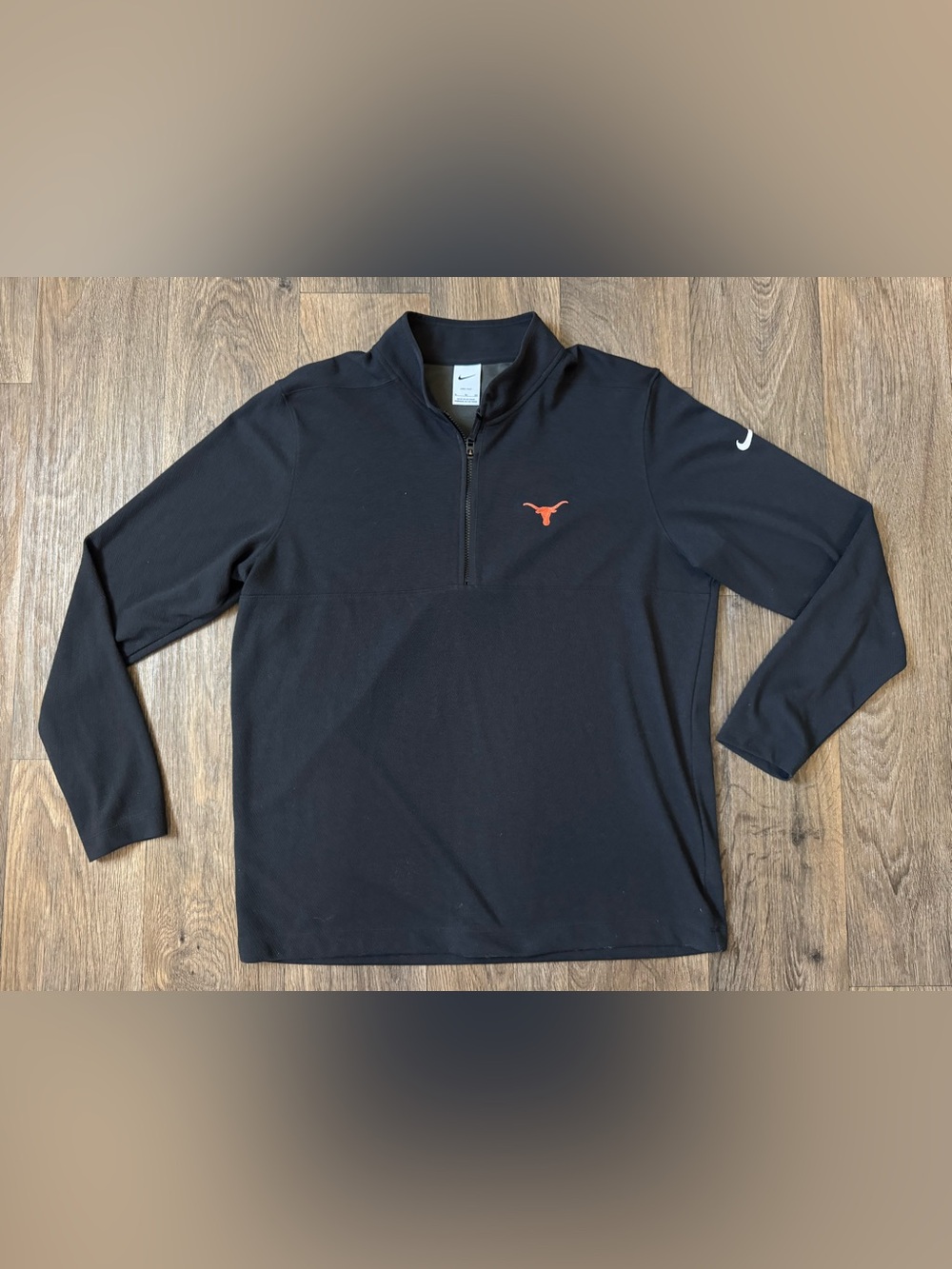 Nike Dri-FIT Men's XL Black 1/4 Zip Mock Neck Long Sleeve Texas Longhorns